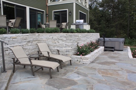 Bluestone Pavers Two Tiered Patio