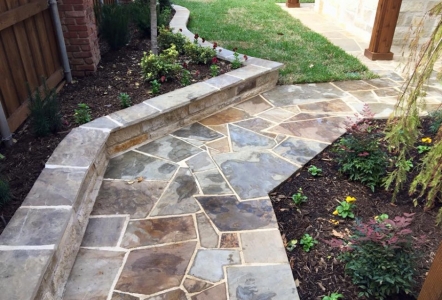 Flagstone Walkway With Small Wall