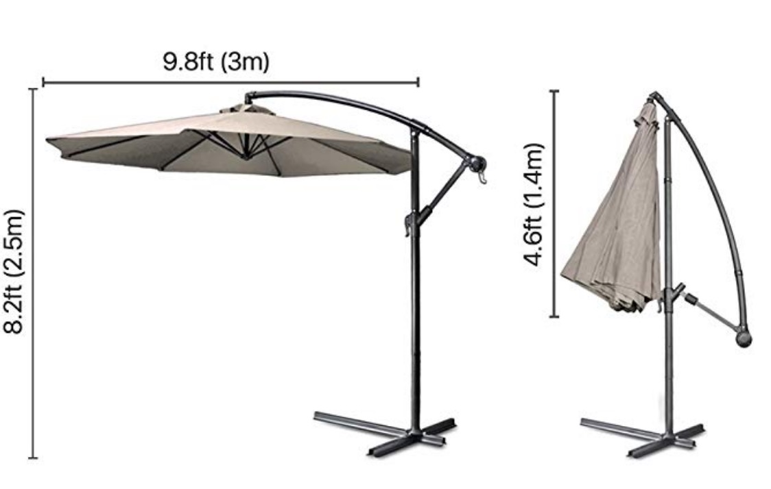 Flexzion 10' Hanging Offset Patio Umbrella