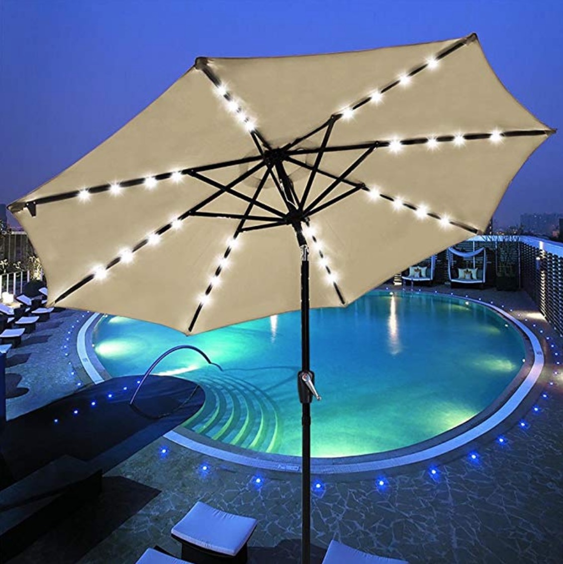 Yescom 9' Tilted Aluminum Umbrella with LED Lighting