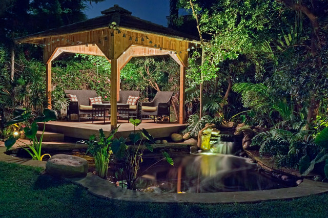 Gazebo Near Garden Pond