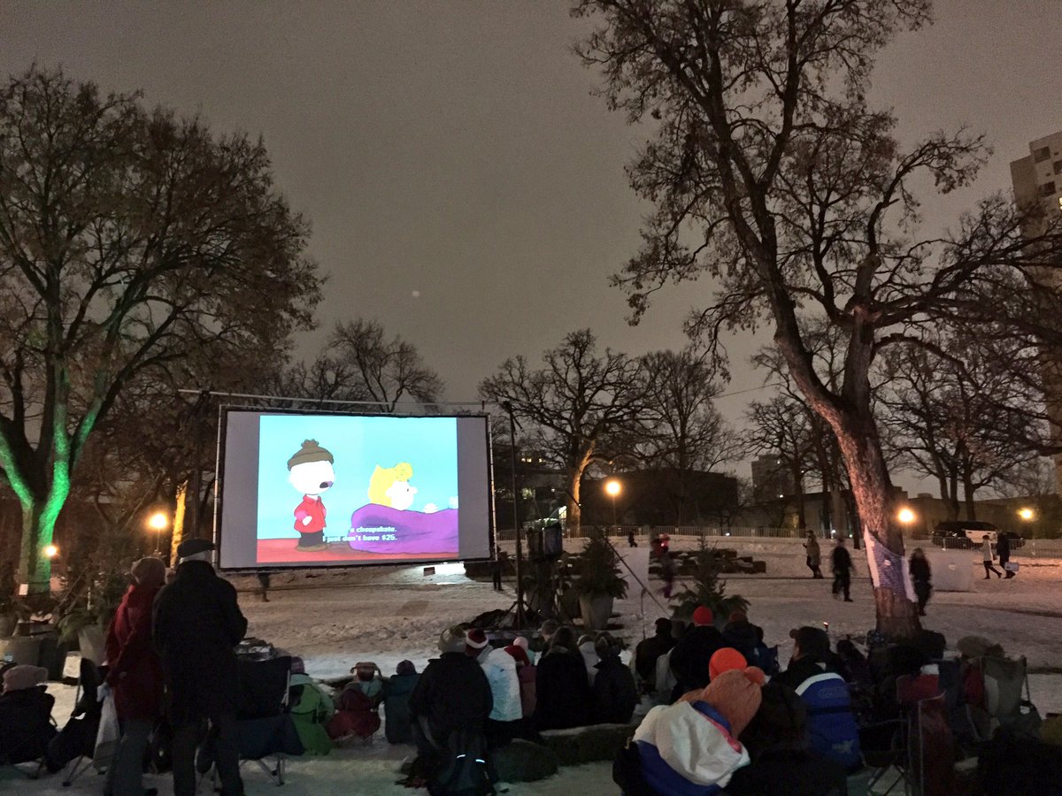 Watching A Movie Outdoors Winter