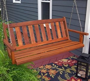 Example of Installed Porchgate Amish-Made Mission Red Cedar Porch Swing