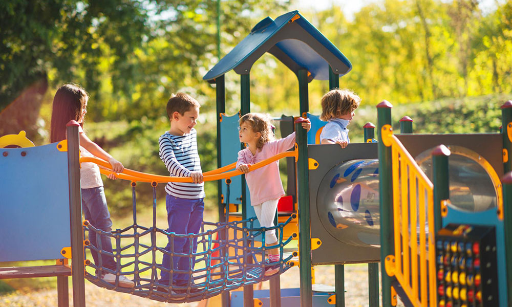 Kids Playing Jungle Gym