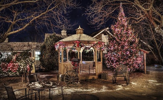 Rustic Gazebo With Snow